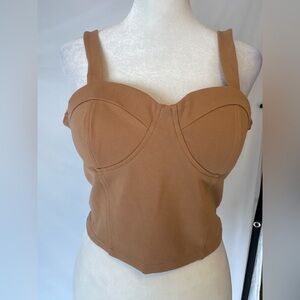 Shinestar Brown Zip Up Back Bustier Top
